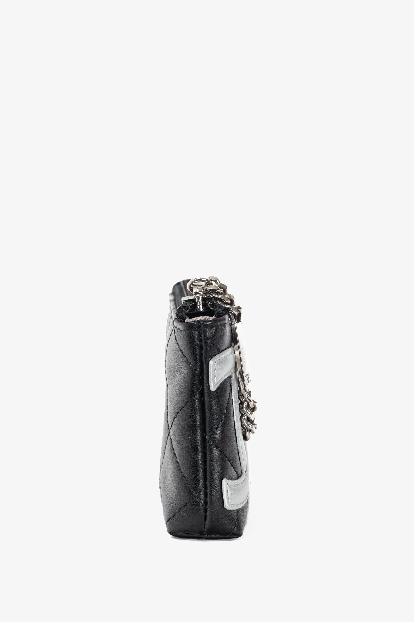 Chanel 12C Noir & Argen Cambon CC Quilted Card Case
