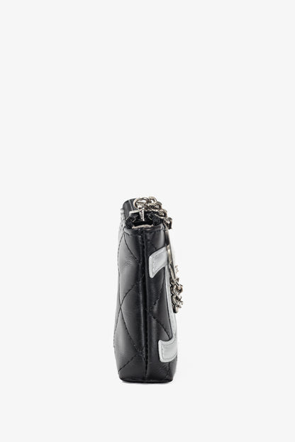 Chanel 12C Noir & Argen Cambon CC Quilted Card Case