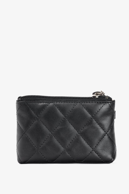 Chanel 12C Noir & Argen Cambon CC Quilted Card Case