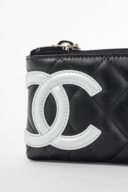 Chanel 12C Noir & Argen Cambon CC Quilted Card Case