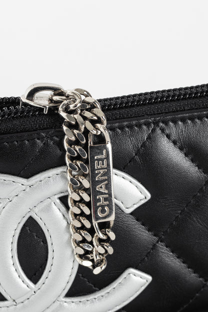Chanel 12C Noir & Argen Cambon CC Quilted Card Case