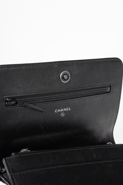 Chanel Boy Black Quilted Lambskin SHW Wallet-on-Chain