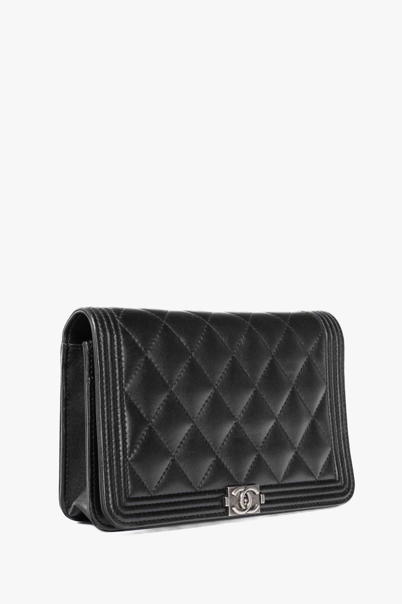 Chanel Boy Black Quilted Lambskin SHW Wallet-on-Chain