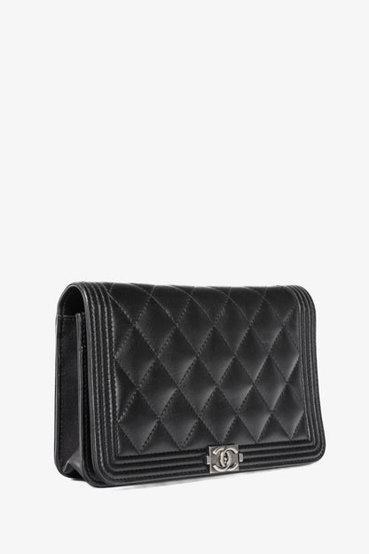Chanel Boy Black Quilted Lambskin SHW Wallet-on-Chain