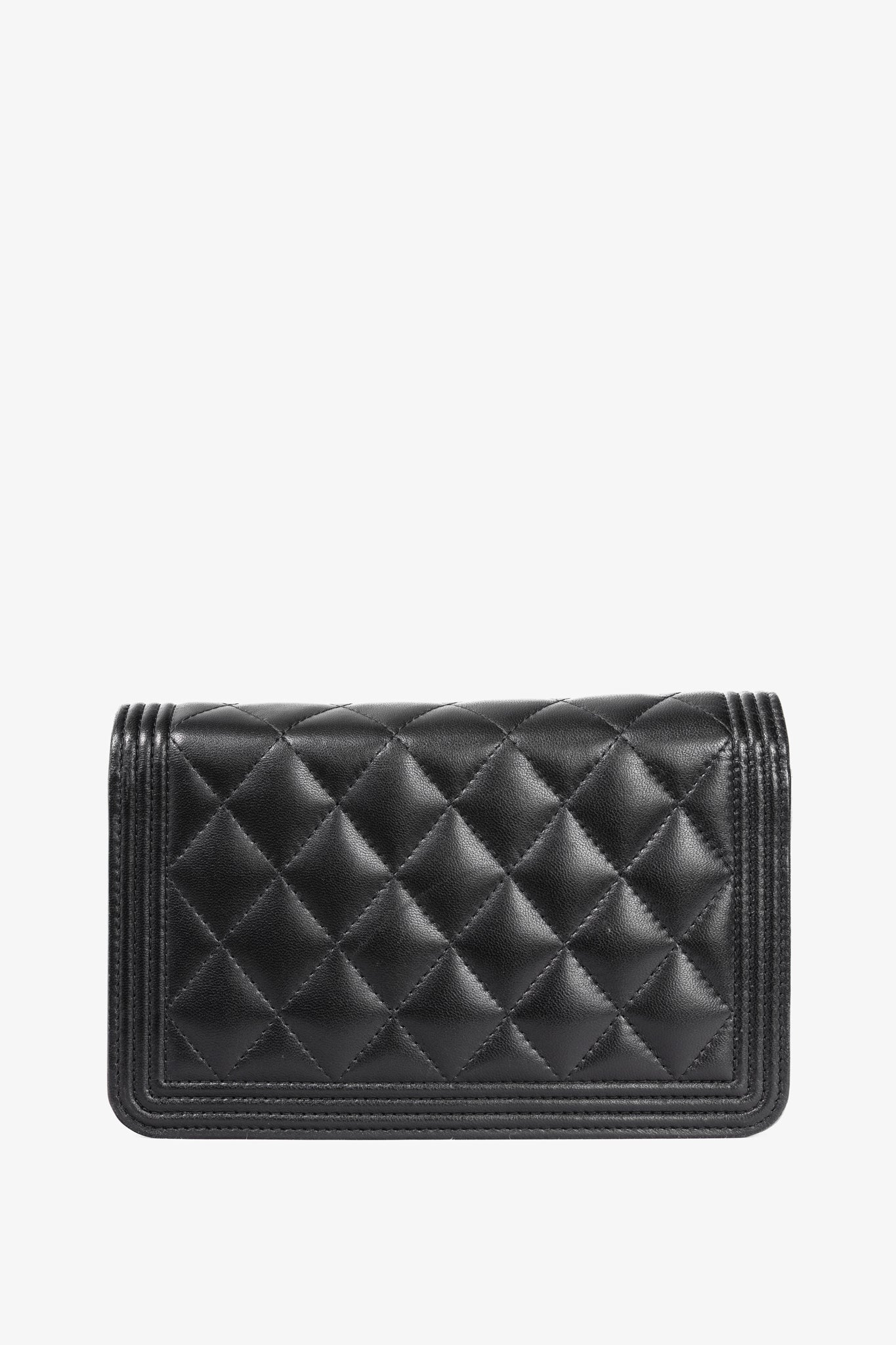 Chanel Boy Black Quilted Lambskin SHW Wallet-on-Chain