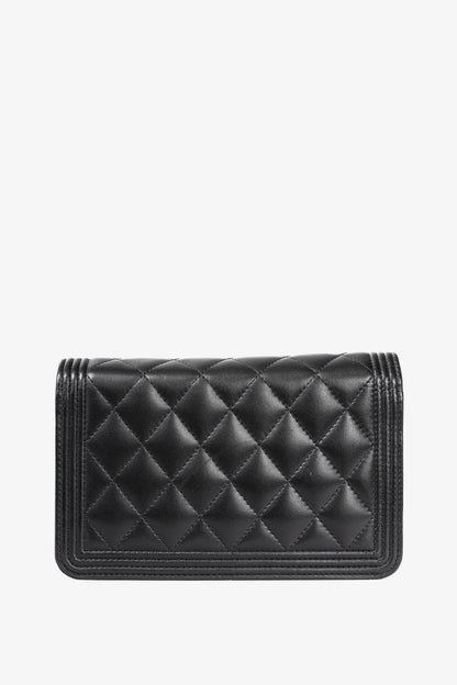 Chanel Boy Black Quilted Lambskin SHW Wallet-on-Chain