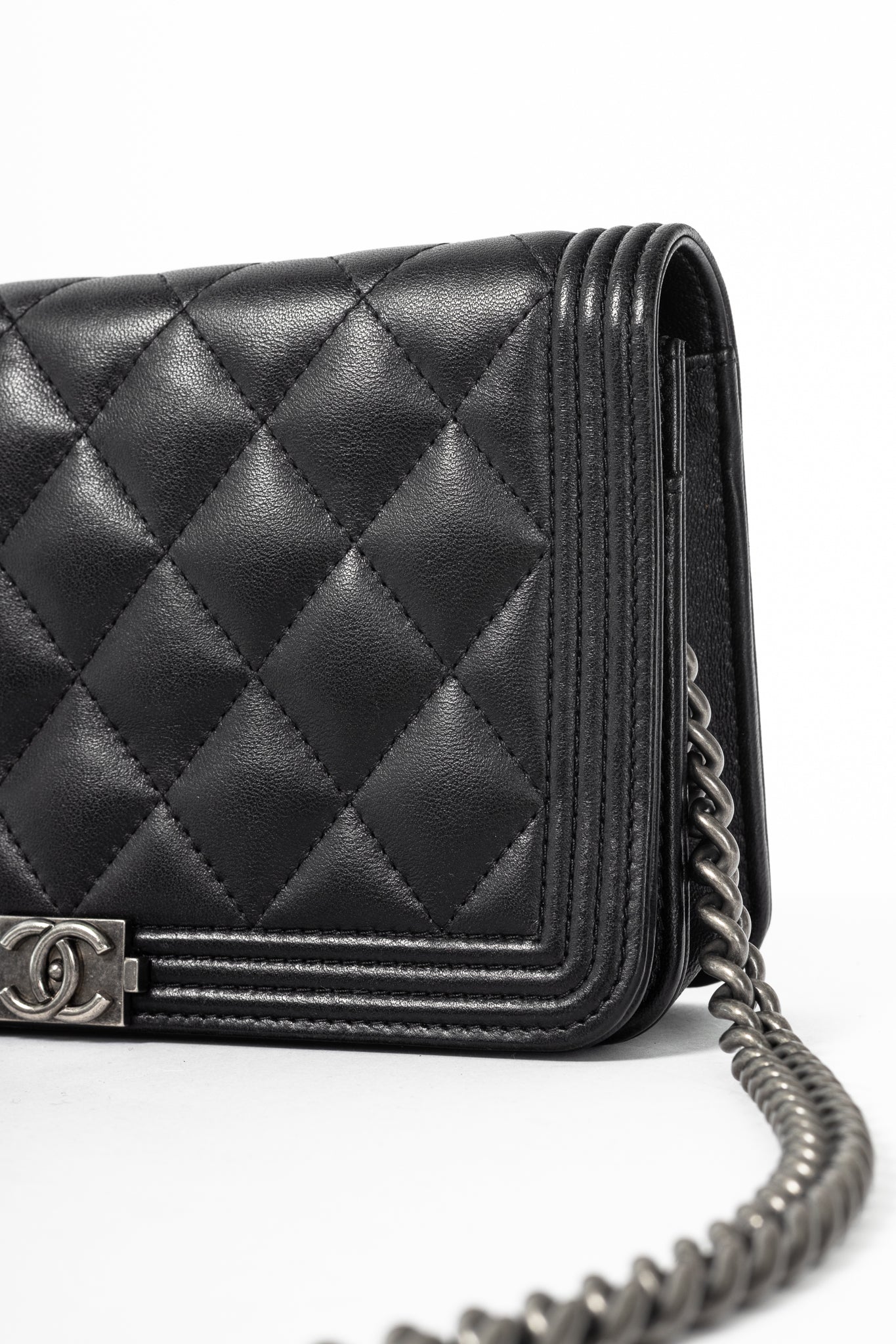 Chanel Boy Black Quilted Lambskin SHW Wallet-on-Chain