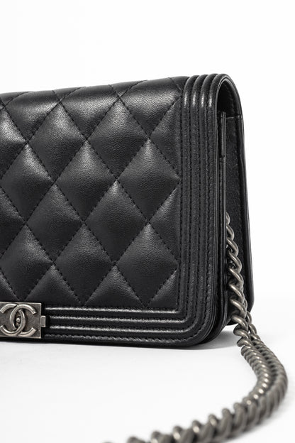 Chanel Boy Black Quilted Lambskin SHW Wallet-on-Chain