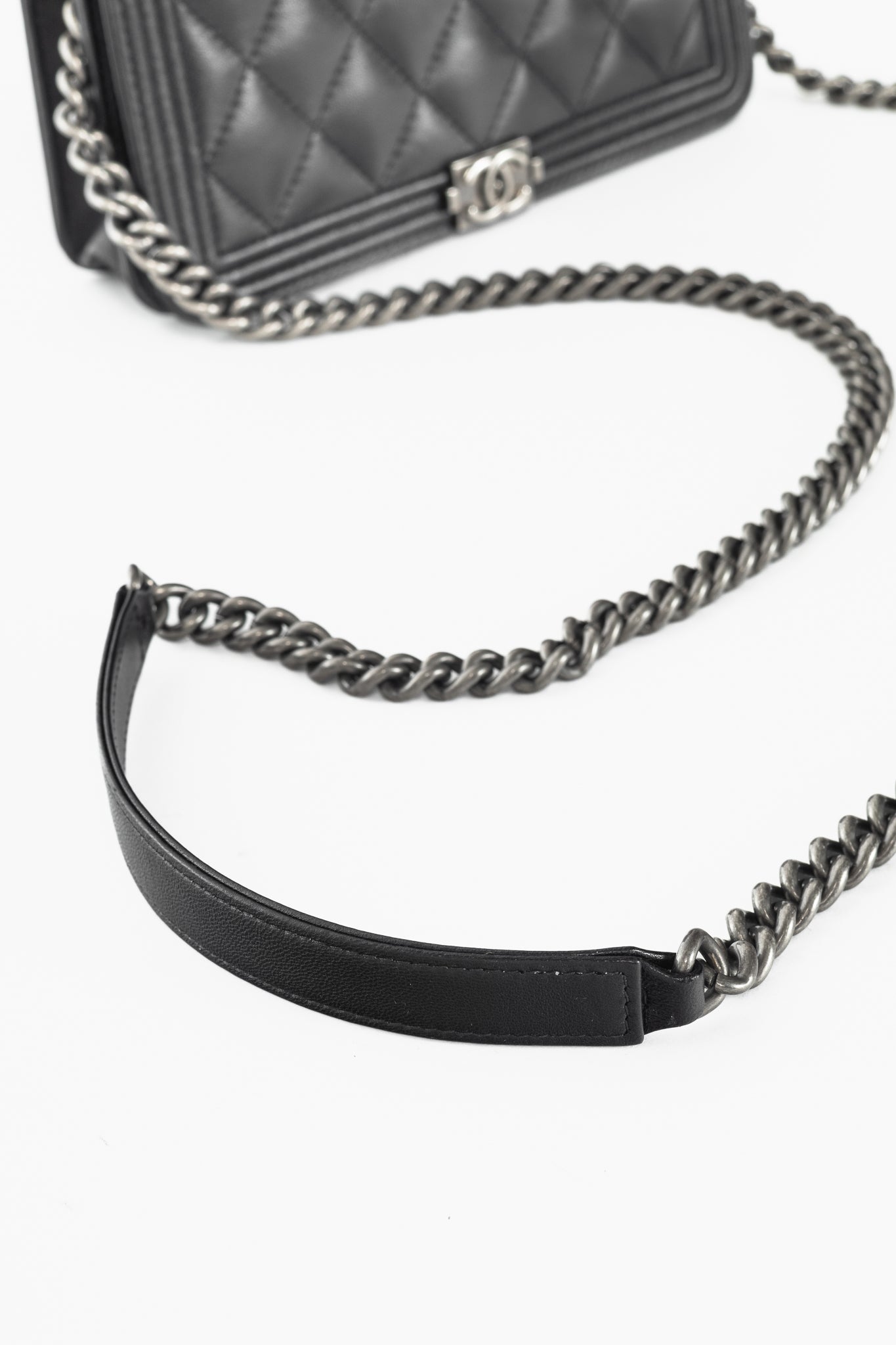 Chanel Boy Black Quilted Lambskin SHW Wallet-on-Chain