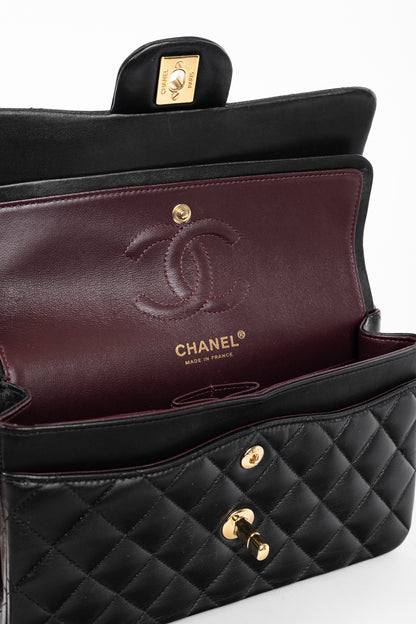 Chanel Small Classic Black Lambskin Quilted Double Flap Bag