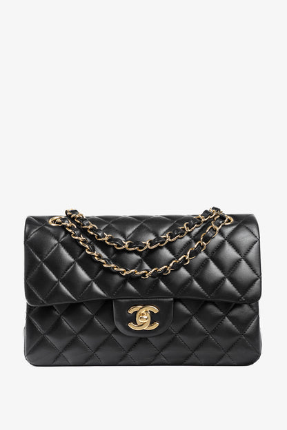 Chanel Small Classic Black Lambskin Quilted Double Flap Bag