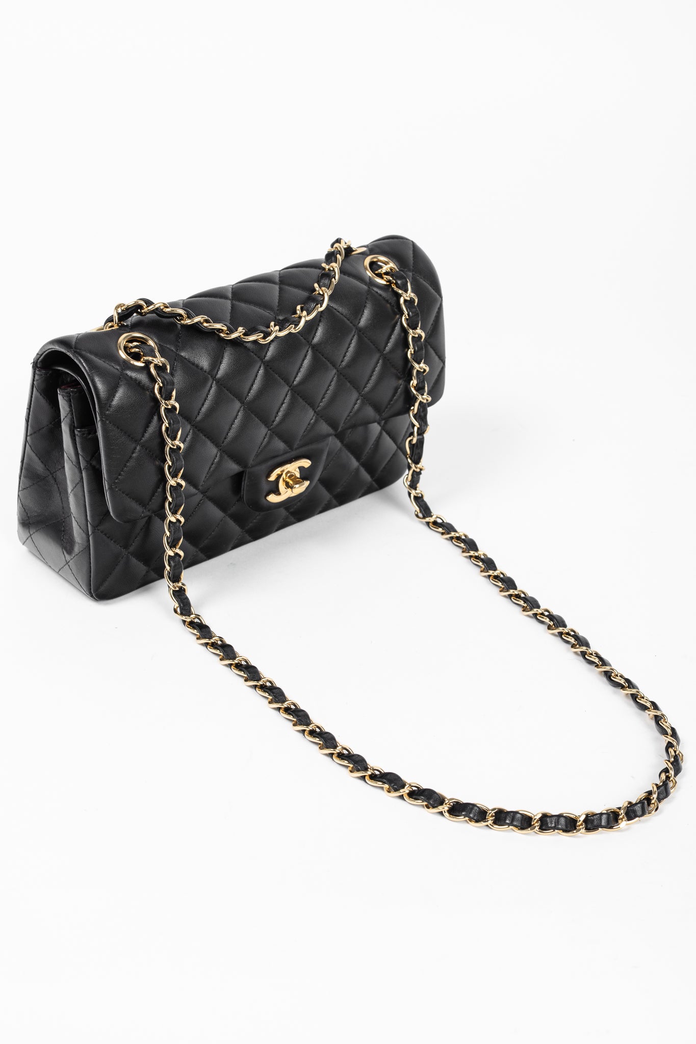 Chanel Small Classic Black Lambskin Quilted Double Flap Bag
