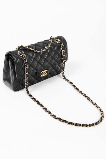 Chanel Small Classic Black Lambskin Quilted Double Flap Bag