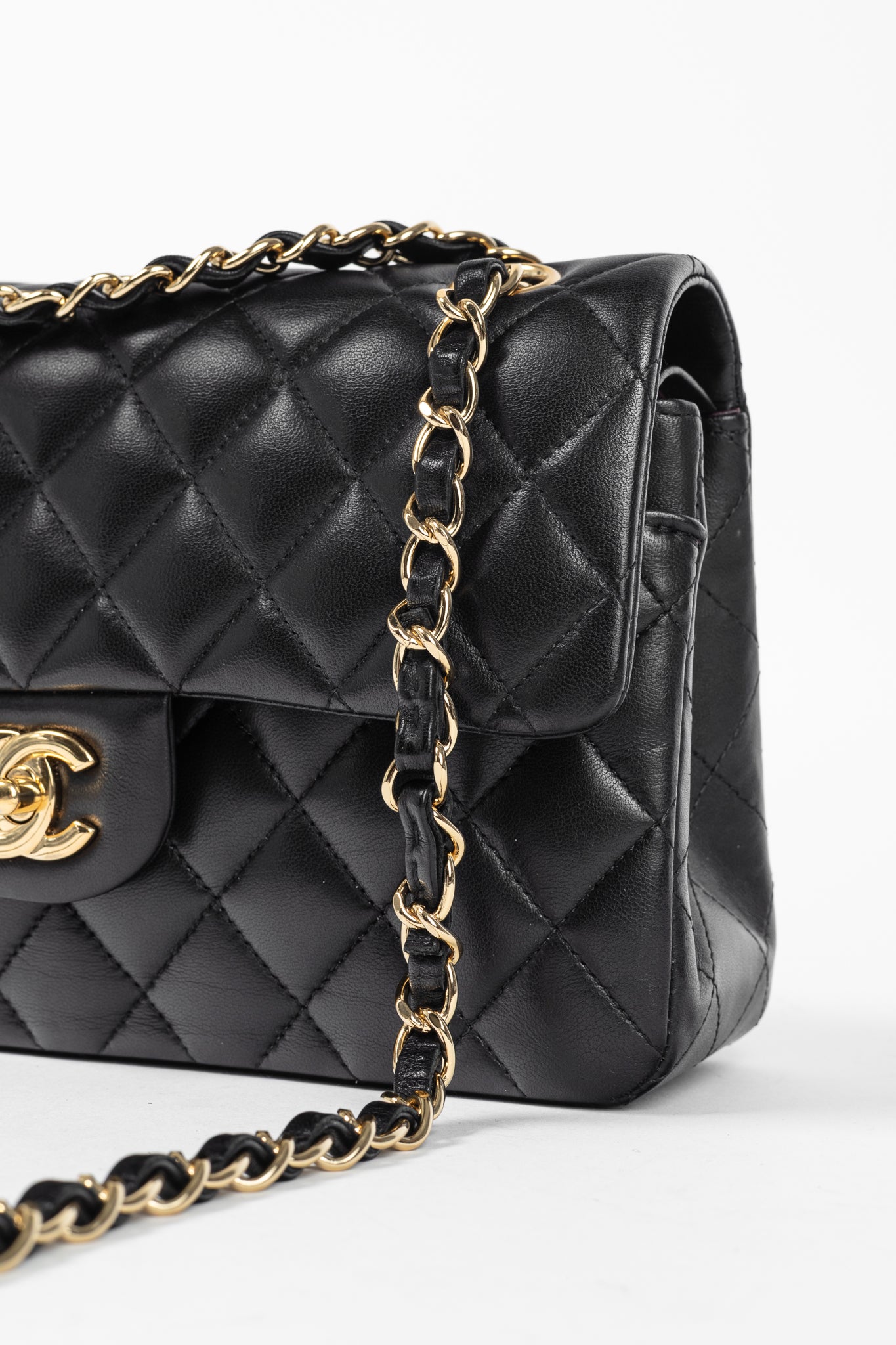 Chanel Small Classic Black Lambskin Quilted Double Flap Bag