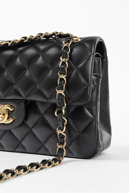 Chanel Small Classic Black Lambskin Quilted Double Flap Bag
