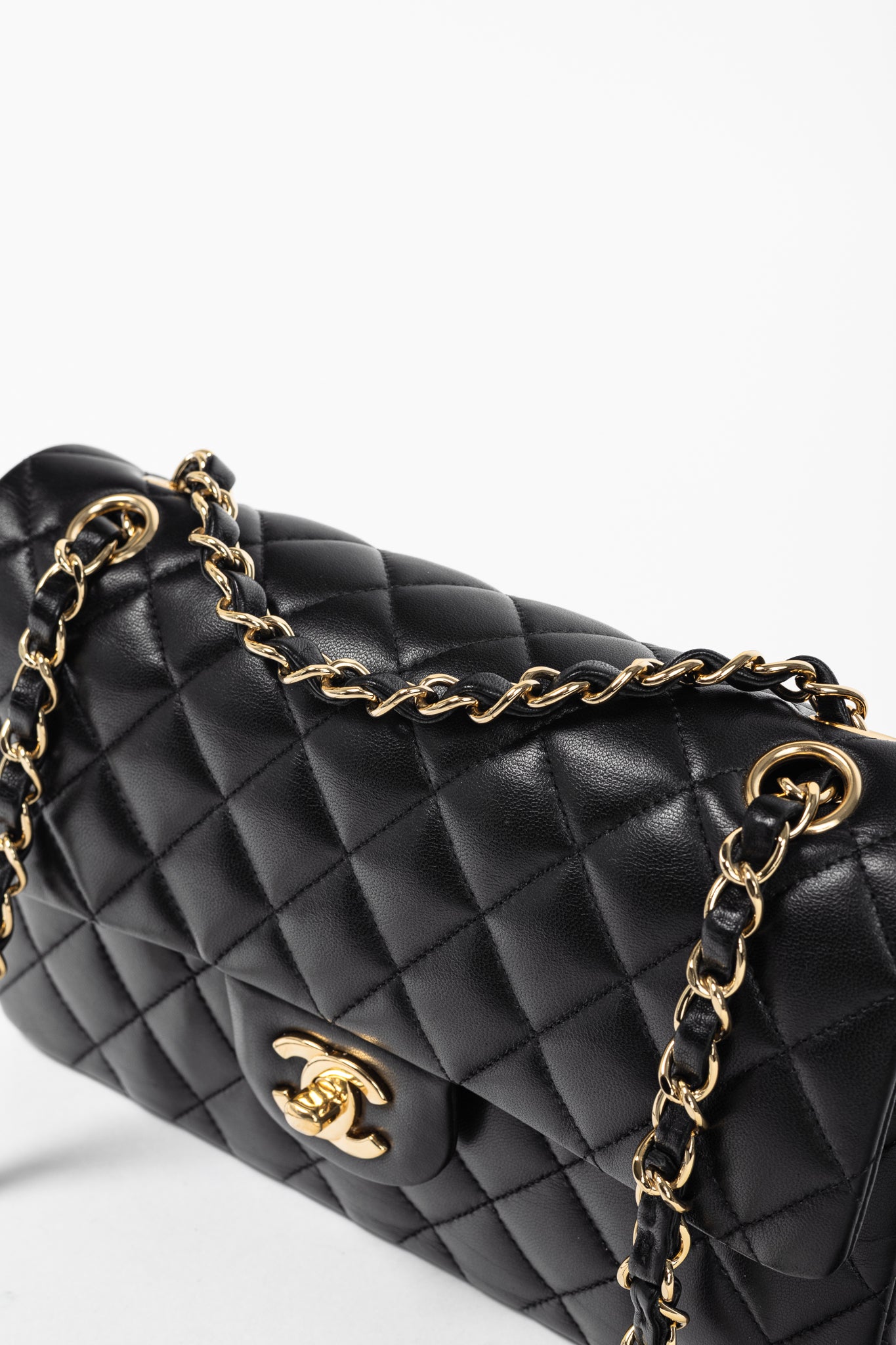 Chanel Small Classic Black Lambskin Quilted Double Flap Bag