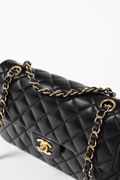 Chanel Small Classic Black Lambskin Quilted Double Flap Bag