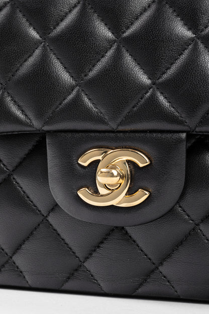 Chanel Small Classic Black Lambskin Quilted Double Flap Bag
