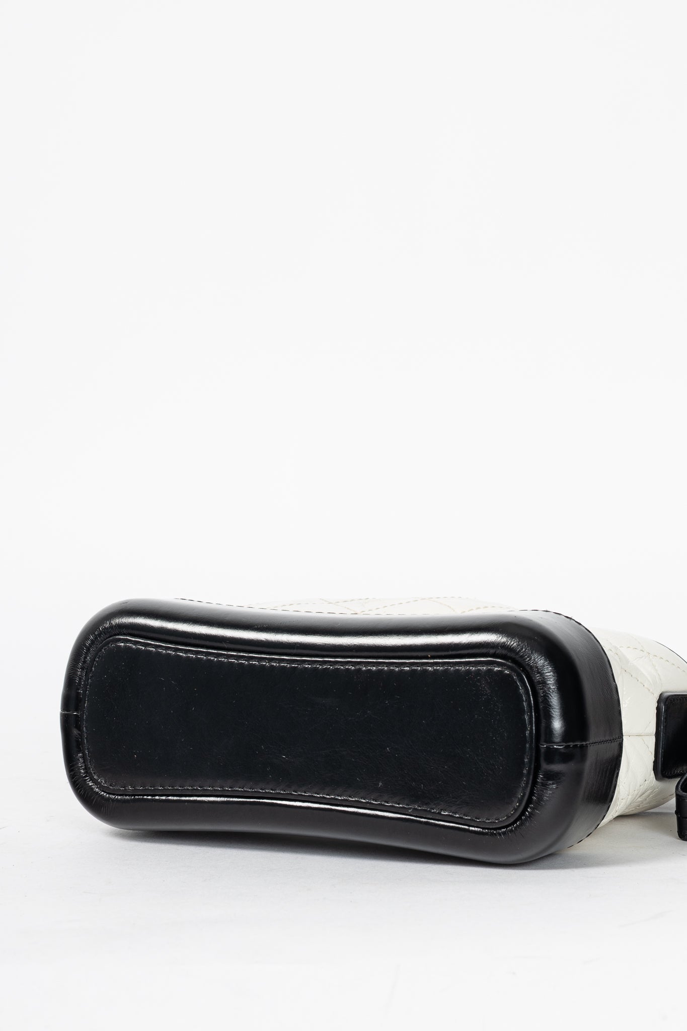 Chanel Small Gabrielle Hobo White & Black Aged Calfskin Quilted-Leather Shoulder Bag