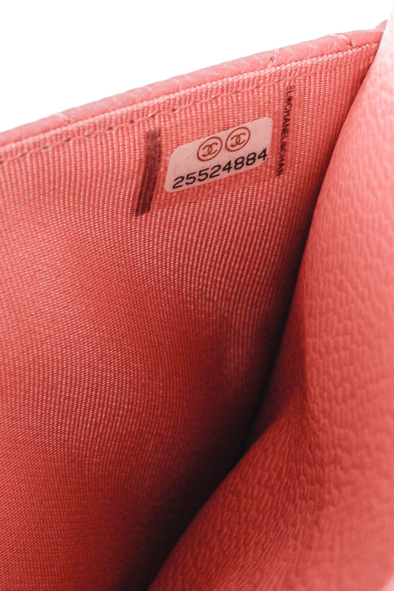 Chanel Coral Pink Caviar Quilted Classic Wallet on Chain