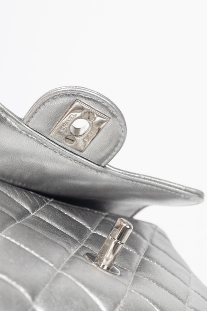 Chanel Metallic Silver Quilted Leather Mini Handbag