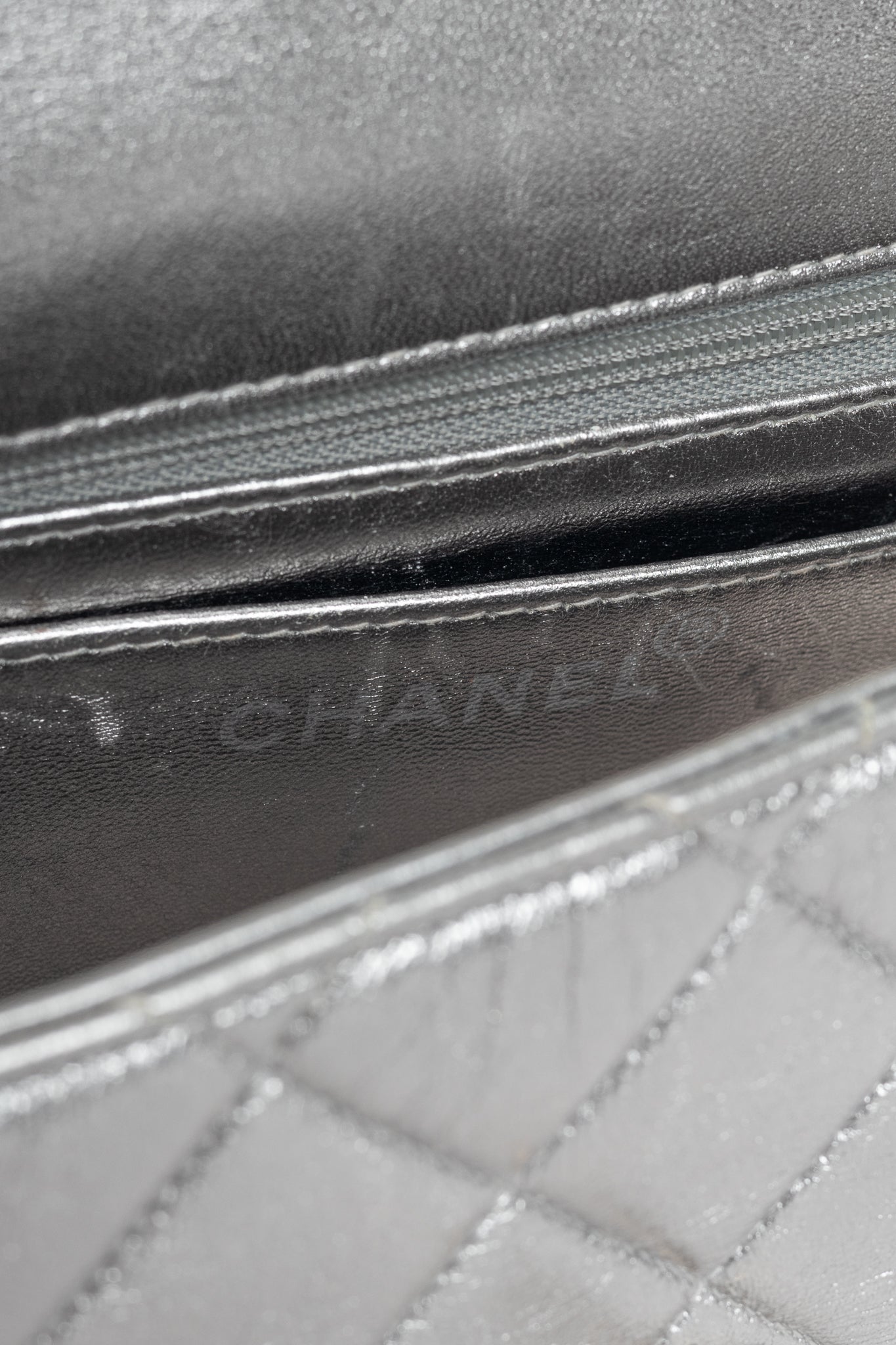 Chanel Metallic Silver Quilted Leather Mini Handbag