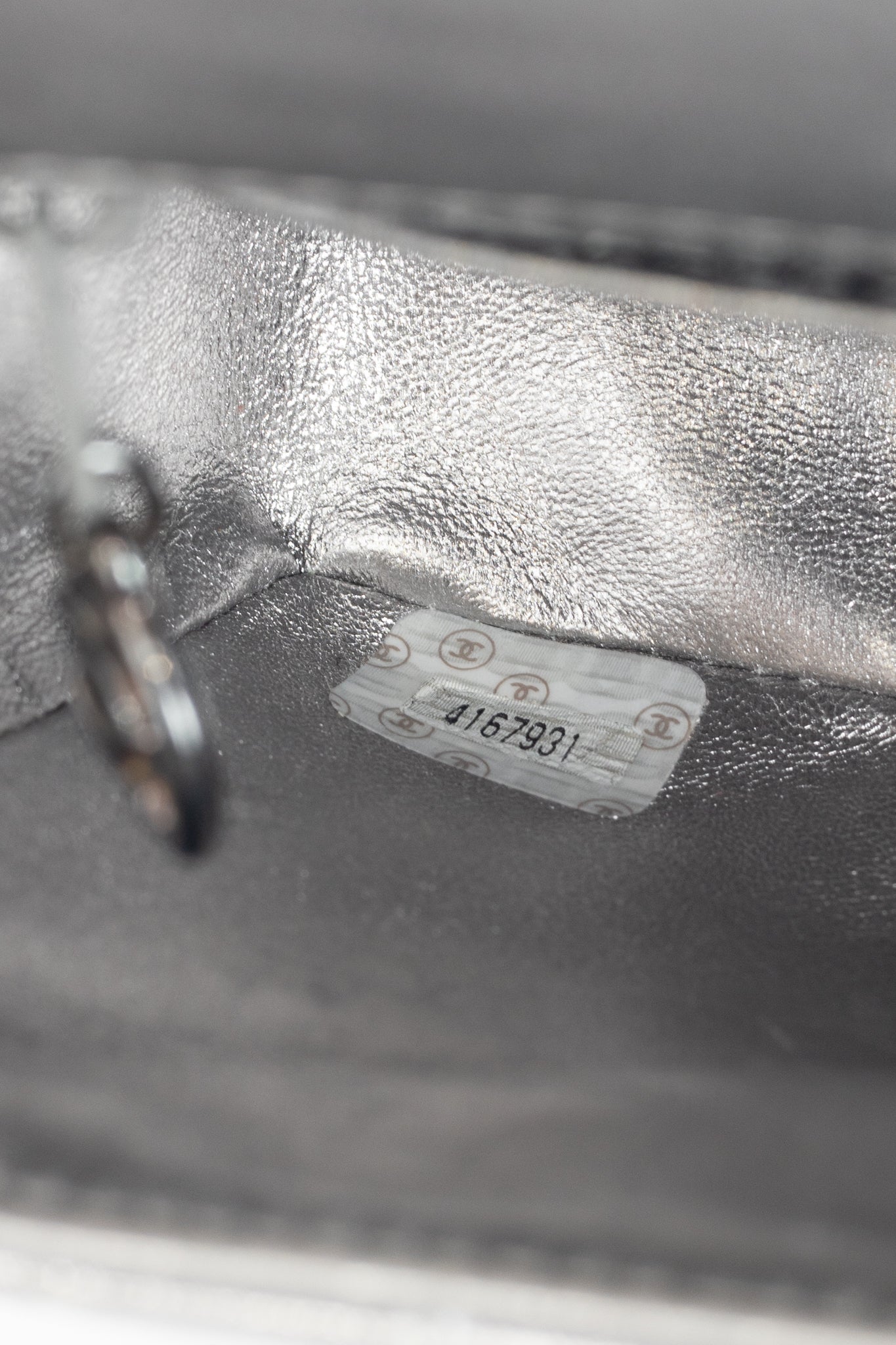 Chanel Metallic Silver Quilted Leather Mini Handbag