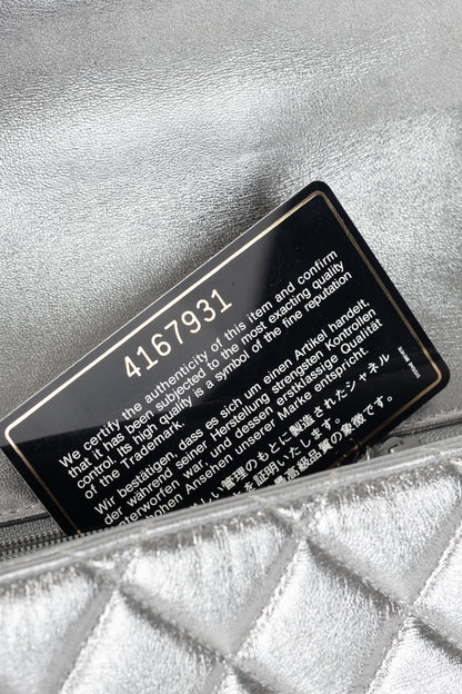 Chanel Metallic Silver Quilted Leather Mini Handbag