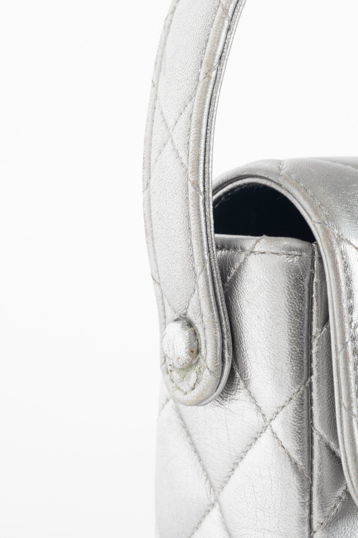 Chanel Metallic Silver Quilted Leather Mini Handbag