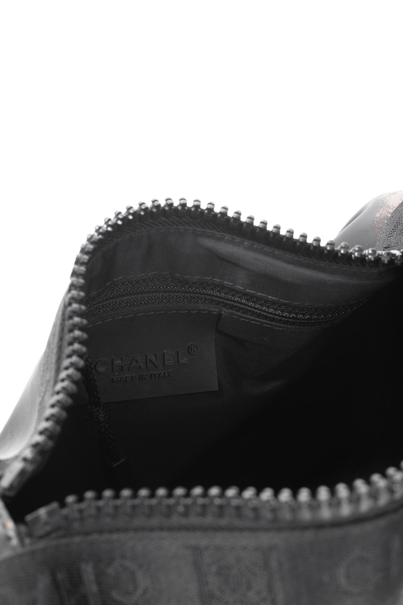 Chanel Sports Line Black Rubber Logo-Print Mini Duffle
