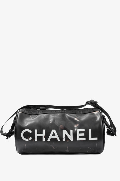 Chanel Sports Line Black Rubber Logo-Print Mini Duffle