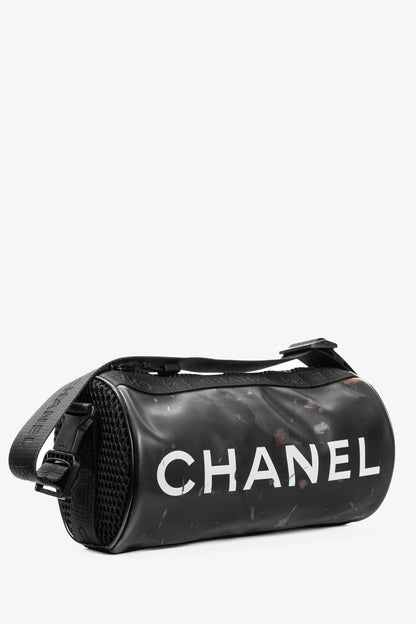 Chanel Sports Line Black Rubber Logo-Print Mini Duffle