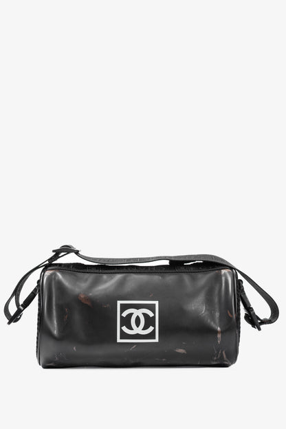 Chanel Sports Line Black Rubber Logo-Print Mini Duffle