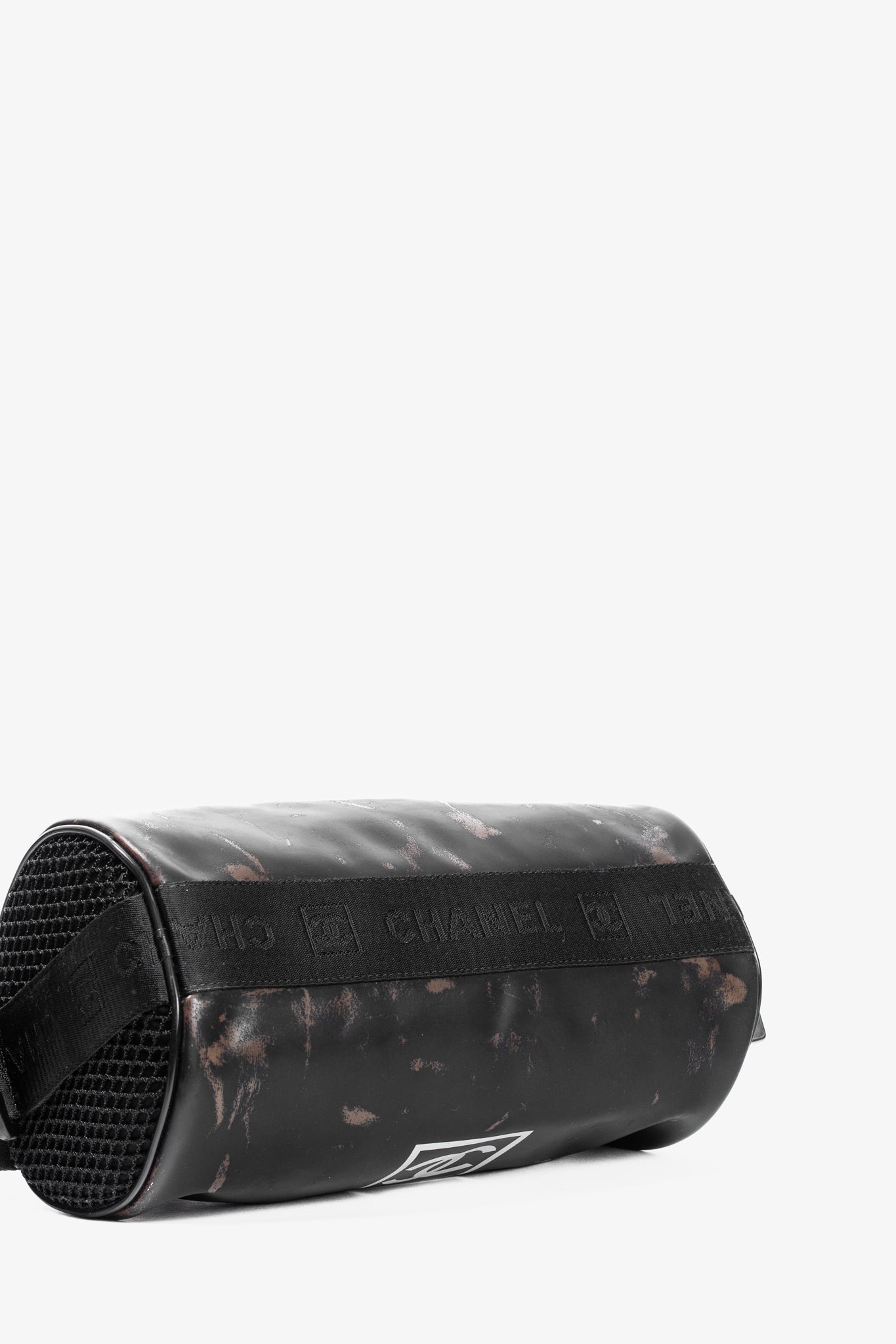 Chanel Sports Line Black Rubber Logo-Print Mini Duffle