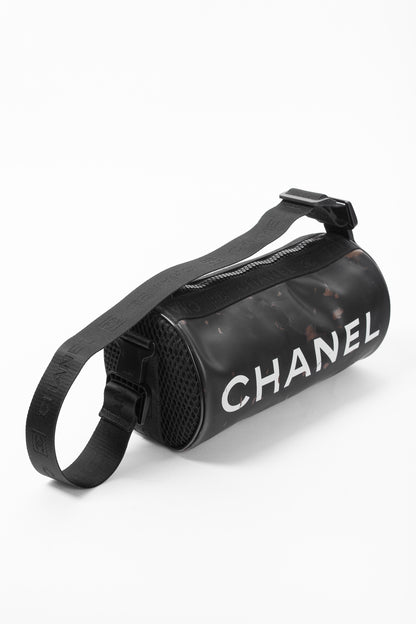 Chanel Sports Line Black Rubber Logo-Print Mini Duffle