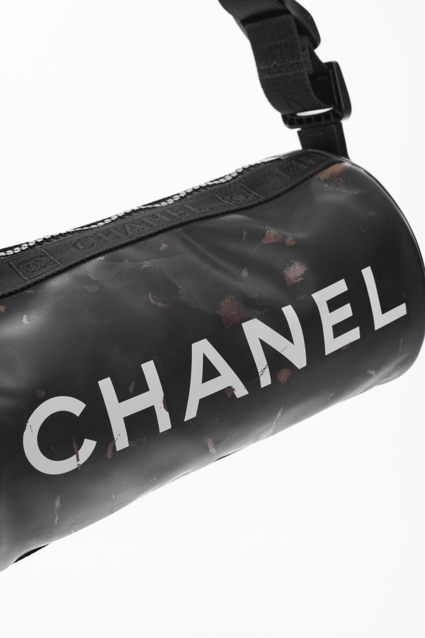 Chanel Sports Line Black Rubber Logo-Print Mini Duffle