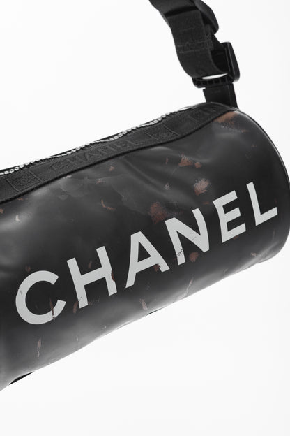 Chanel Sports Line Black Rubber Logo-Print Mini Duffle