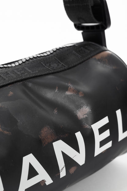 Chanel Sports Line Black Rubber Logo-Print Mini Duffle