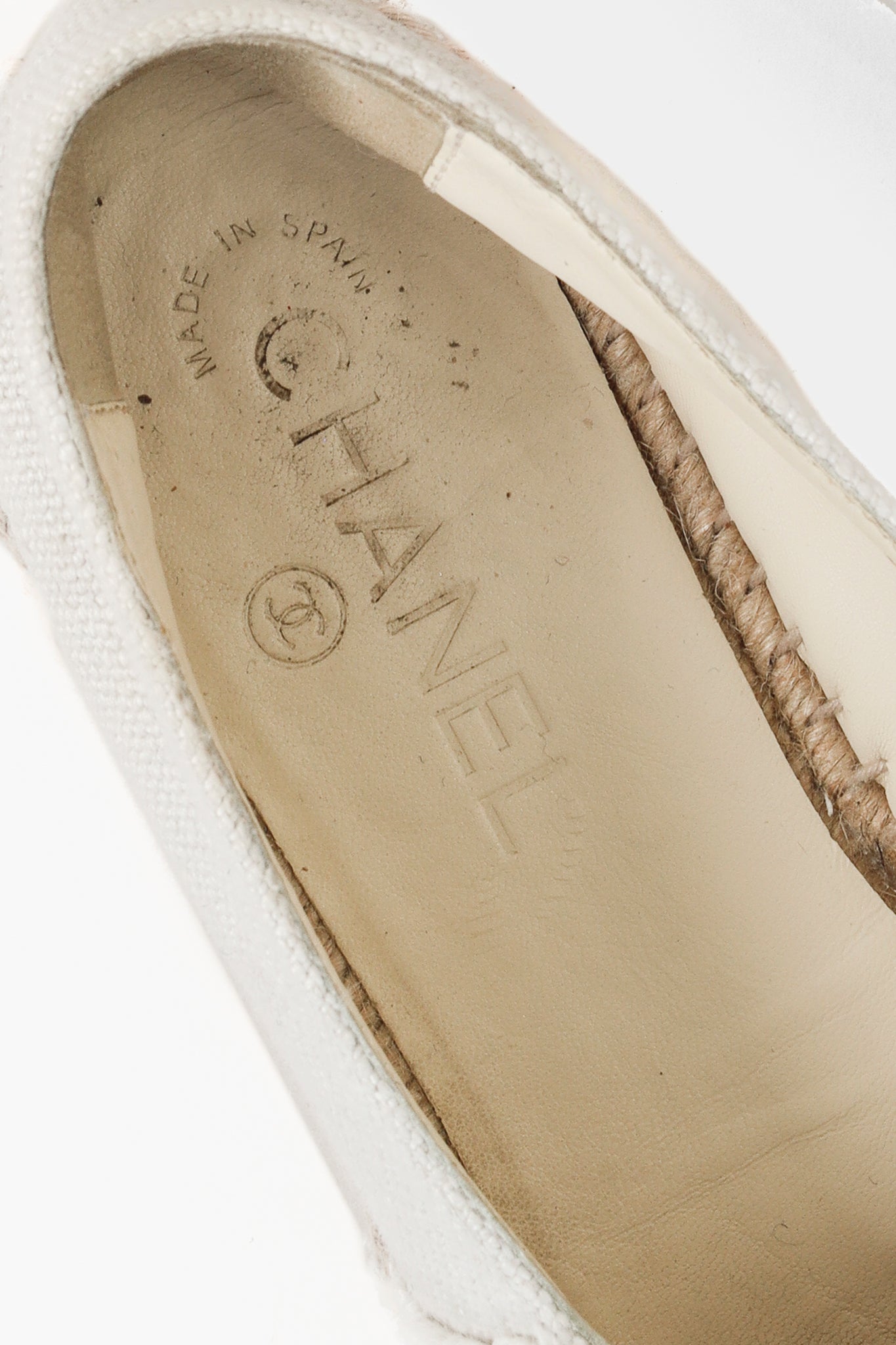 Chanel Fraying CC Textile Espadrille Flats in White and Black