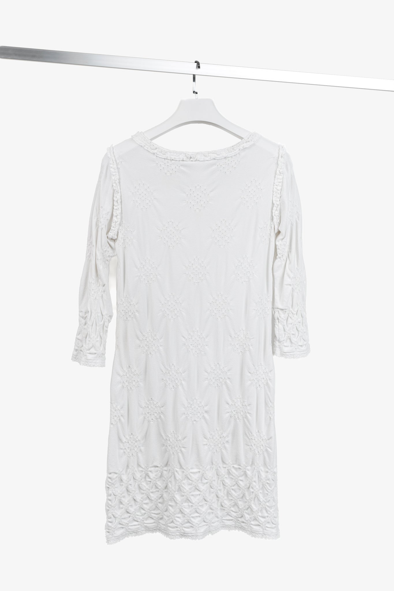 Chanel 2009 White Knit Inside Out Embroidery Dress