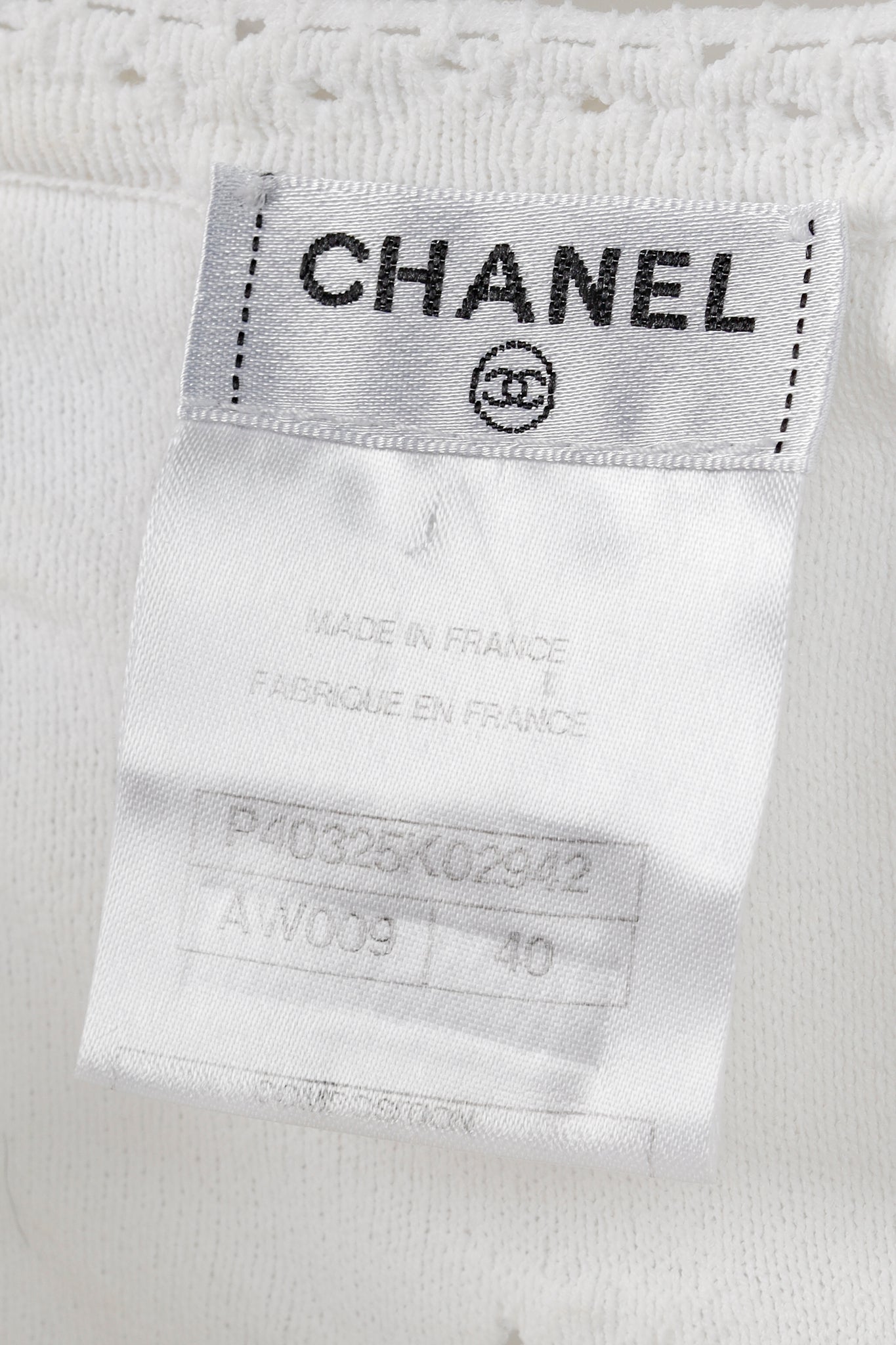 Chanel 2009 White Knit Inside Out Embroidery Dress