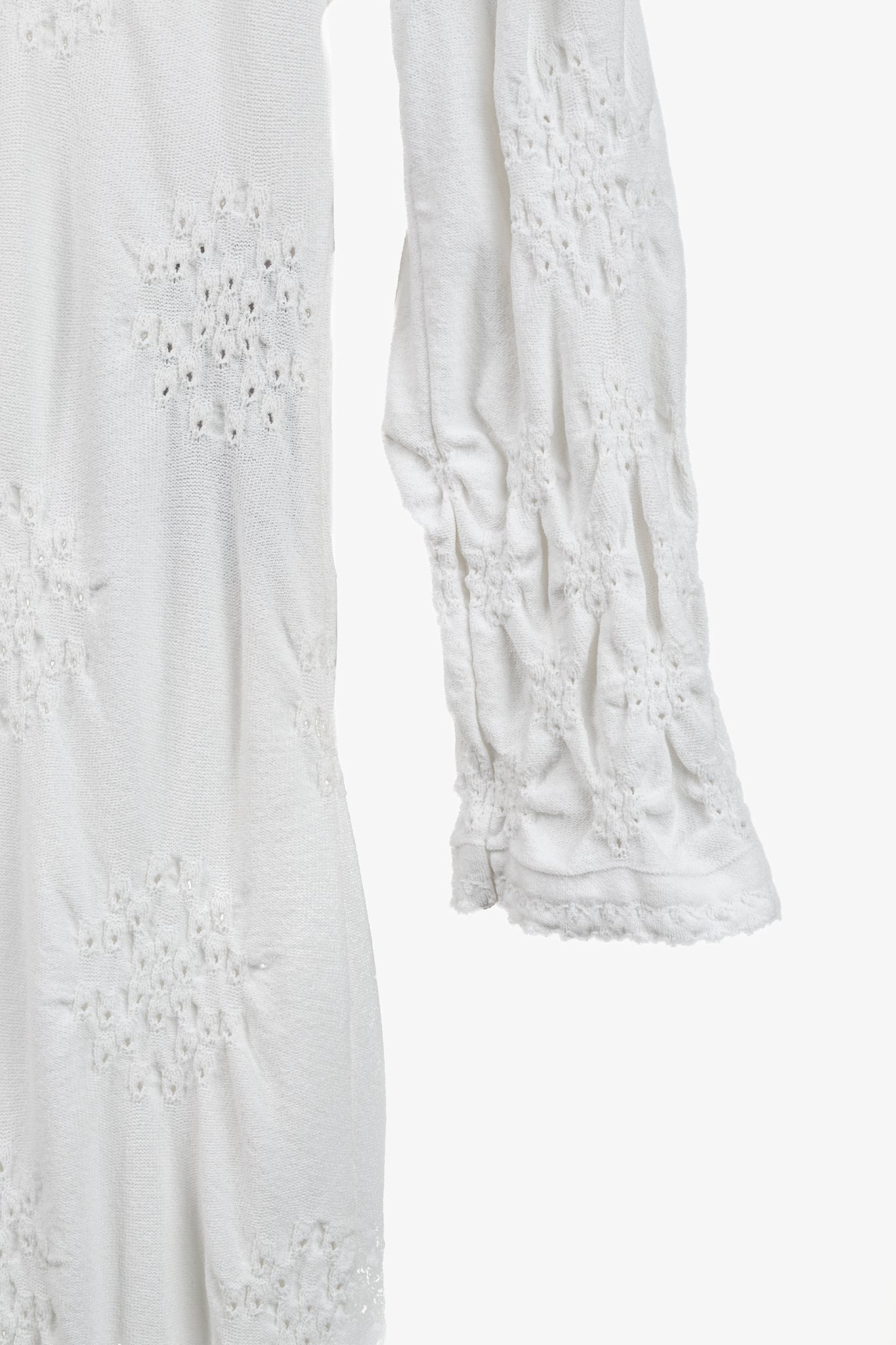 Chanel 2009 White Knit Inside Out Embroidery Dress