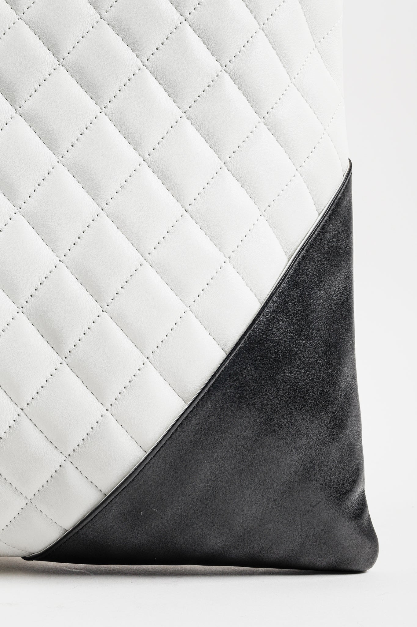 Chanel White & Black Quilted Medium Cambon Tote