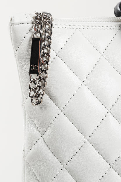 Chanel White & Black Quilted Medium Cambon Tote