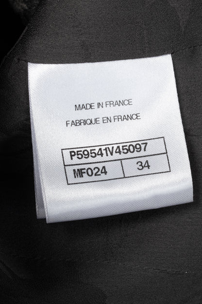 Chanel 18B Grey Metallic-Check Wool Double-Breasted Jacket