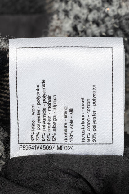 Chanel 18B Grey Metallic-Check Wool Double-Breasted Jacket
