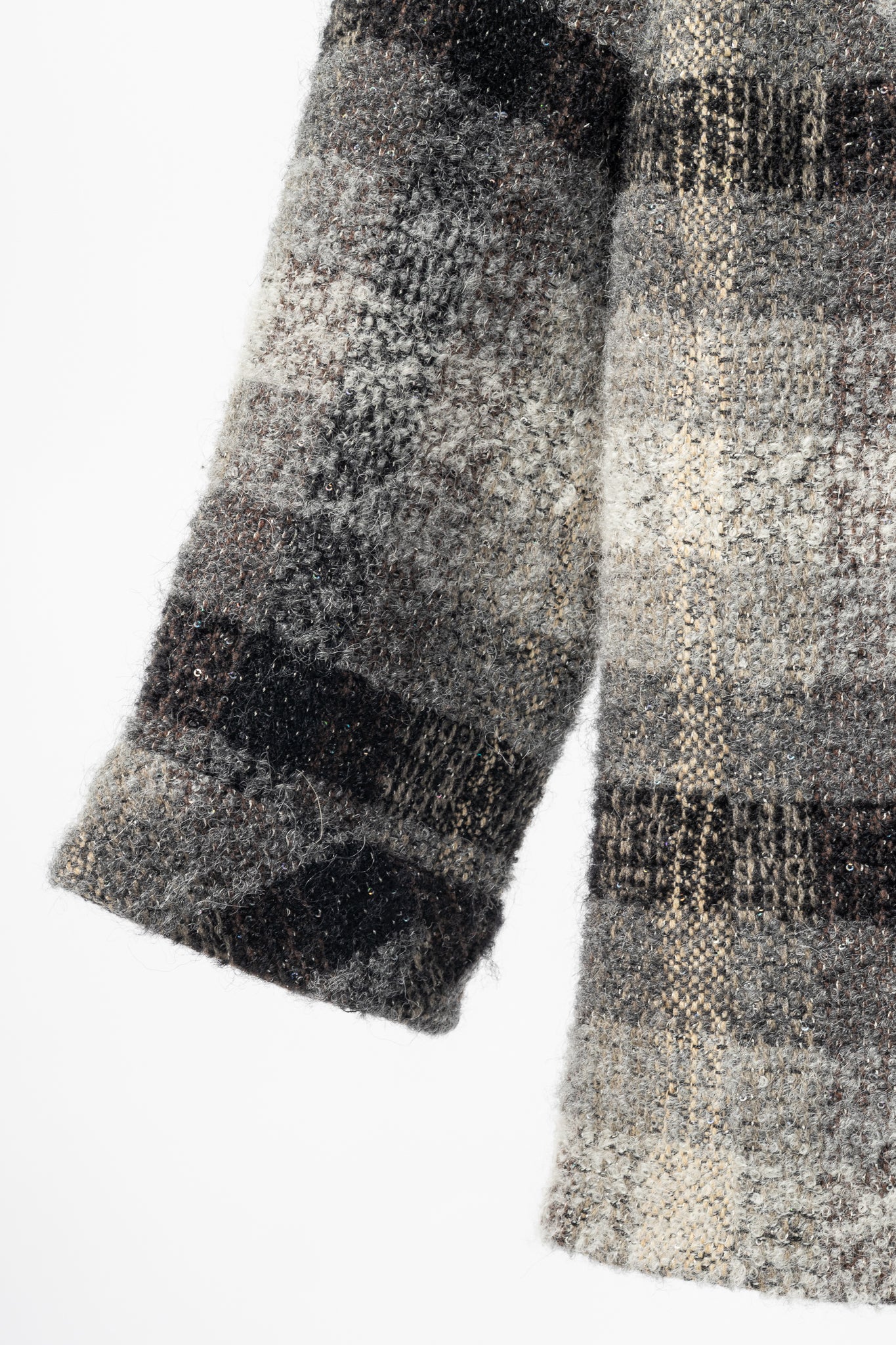 Chanel 18B Grey Metallic-Check Wool Double-Breasted Jacket