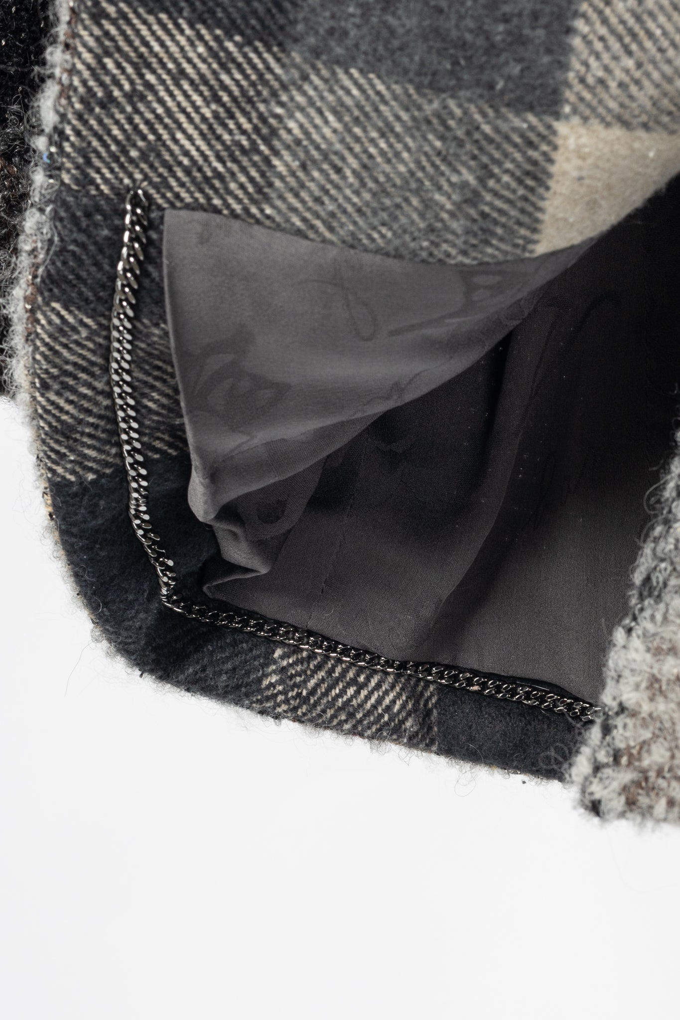 Chanel 18B Grey Metallic-Check Wool Double-Breasted Jacket