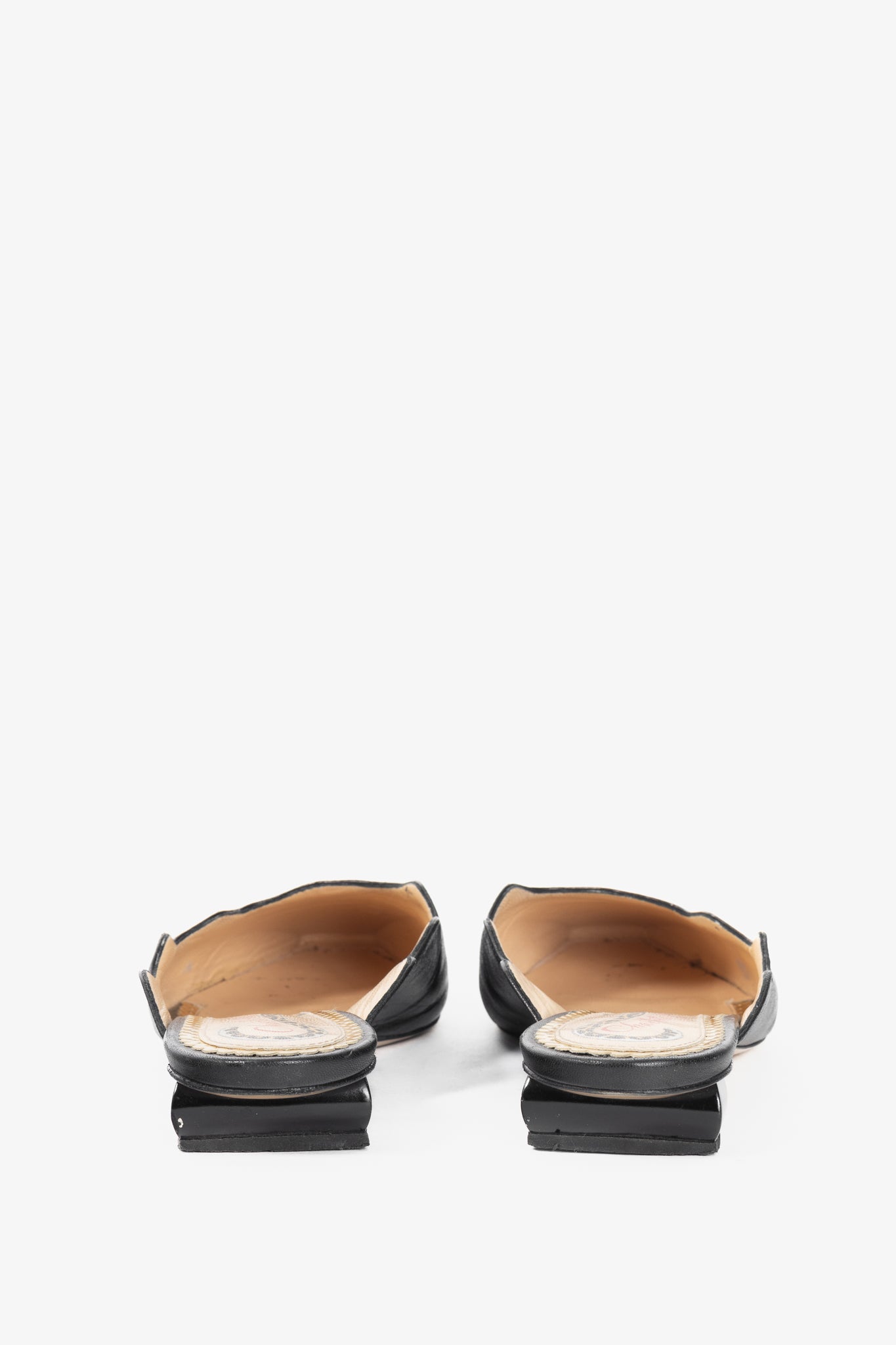 Charlotte Olympia Black Nappa Scalloped Slide Mules
