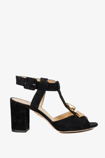 Charlotte Olympia PF/15 Gala Black Suede Embellished Sandals